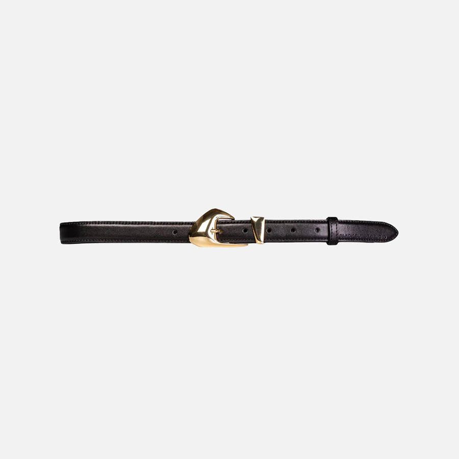 Black Women Kith Black Suede Studio Slim Arrow Leather Belts | 4386-FTPHX