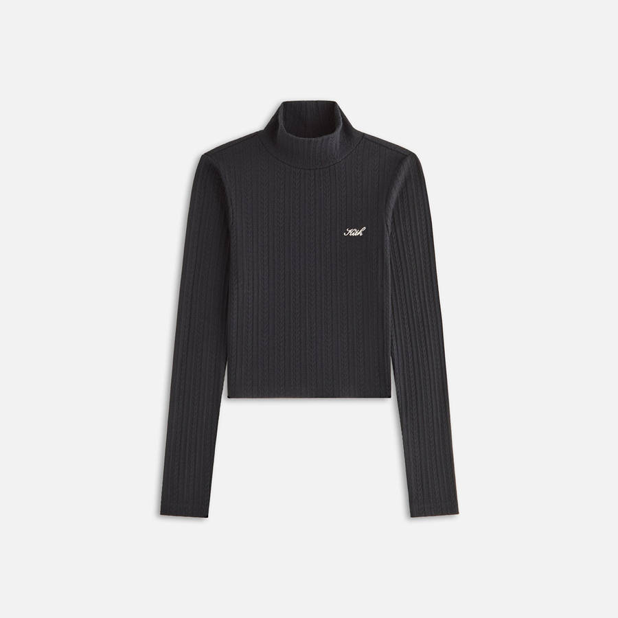 Black Women Kith Brier II Pointelle Turtleneck Shirts | 1943-MJVTB