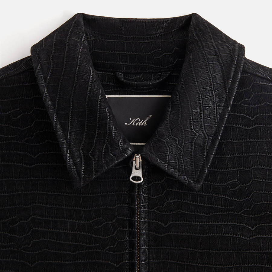 Black Women Kith Brisa Croc Bomber Jackets | 9623-IMCYD