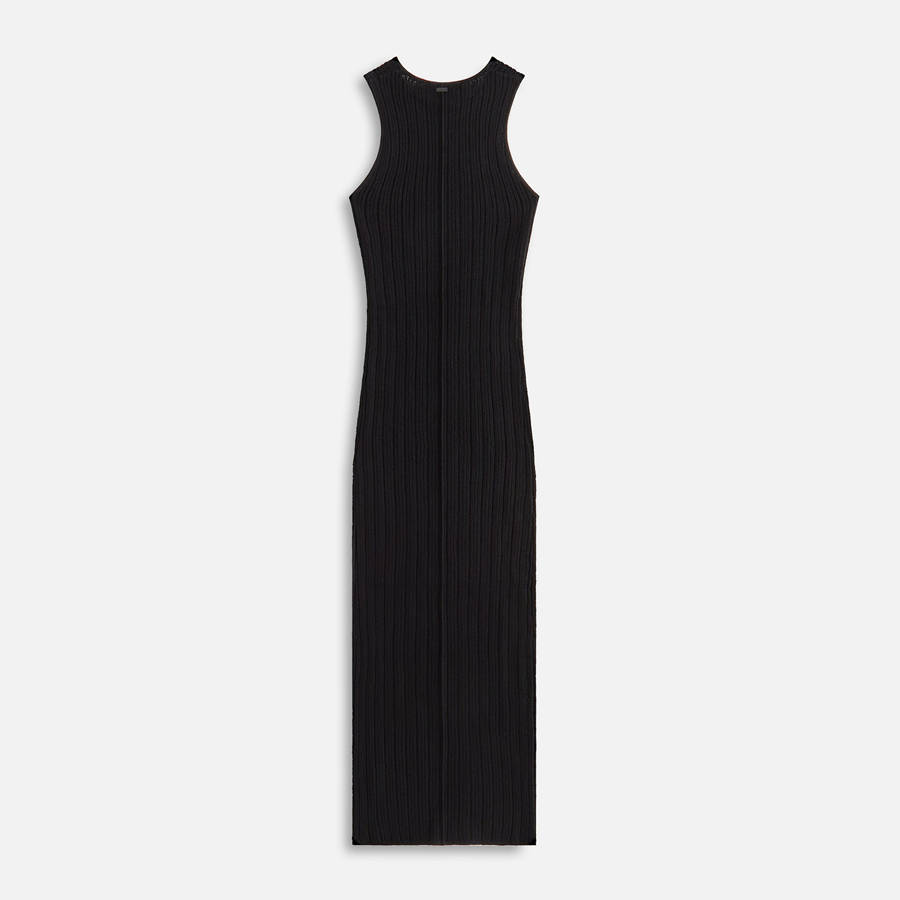 Black Women Kith Camille Pointelle Knit Maxi Dress | 6470-QUZIN
