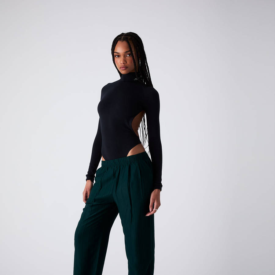 Black Women Kith Cassan Backless Bodysuit | 6183-PGBZI