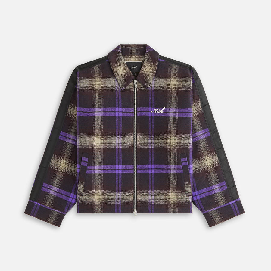Black Women Kith Corwin Flannel Coach Zip Sweaters | 6349-BIDYL