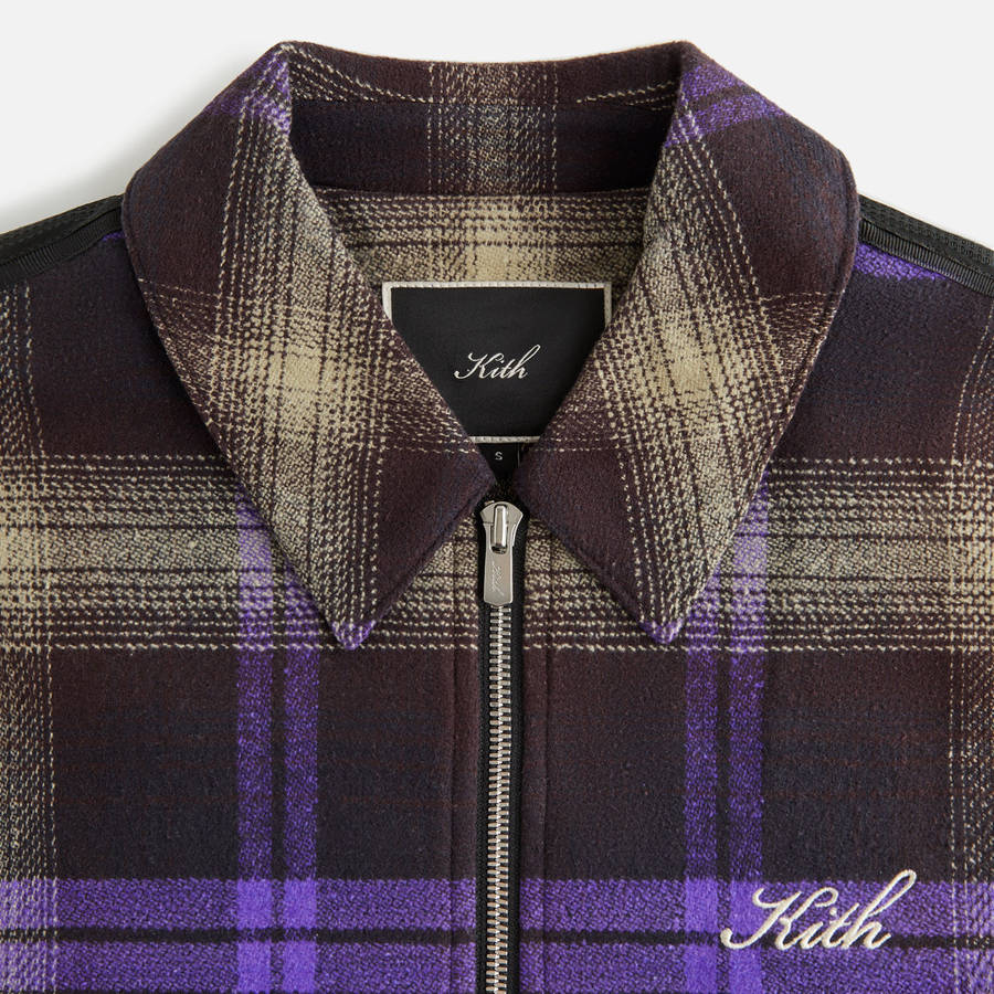 Black Women Kith Corwin Flannel Coach Zip Sweaters | 6349-BIDYL