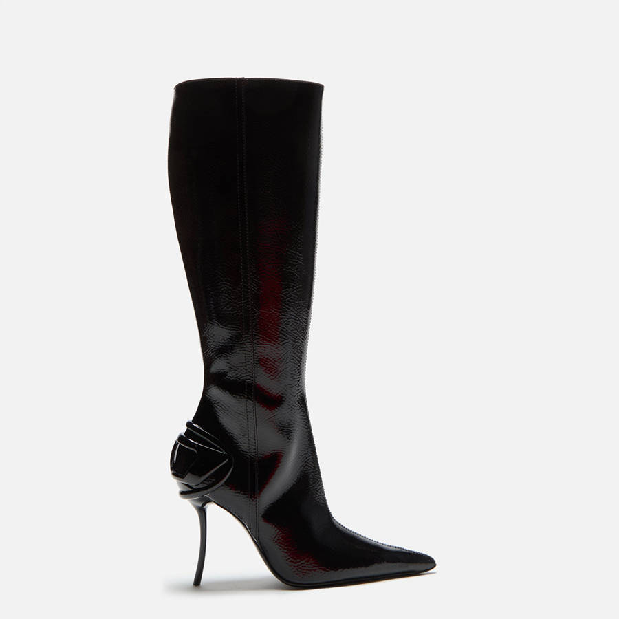 Black Women Kith Diesel D-Ten and Half-Glossy Knee-High Boots | 6108-GBNOF