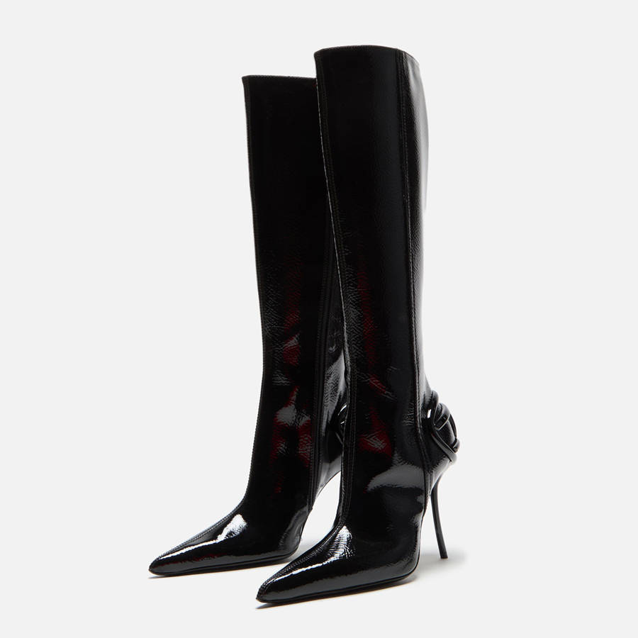 Black Women Kith Diesel D-Ten and Half-Glossy Knee-High Boots | 6108-GBNOF