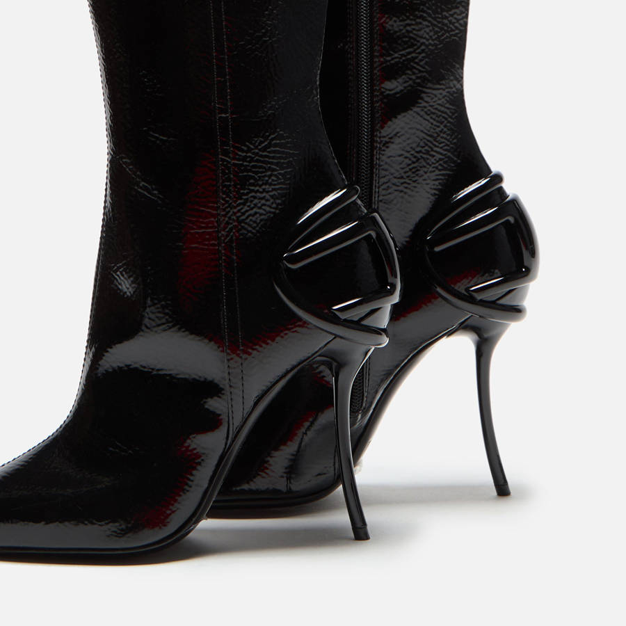 Black Women Kith Diesel D-Ten and Half-Glossy Knee-High Boots | 6108-GBNOF