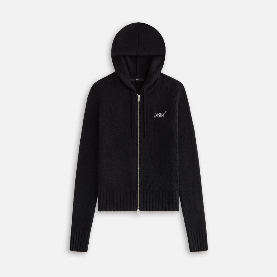 Black Women Kith Faryn Hooded Zip Sweaters | 9684-MQKTF