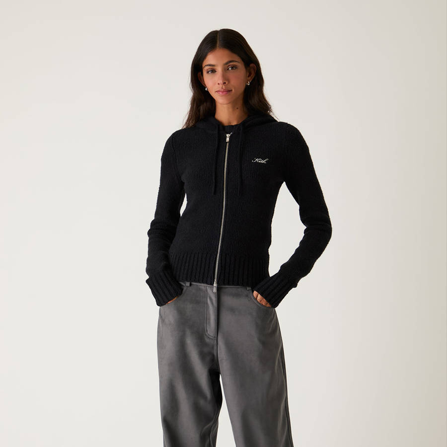 Black Women Kith Faryn Hooded Zip Sweaters | 9684-MQKTF