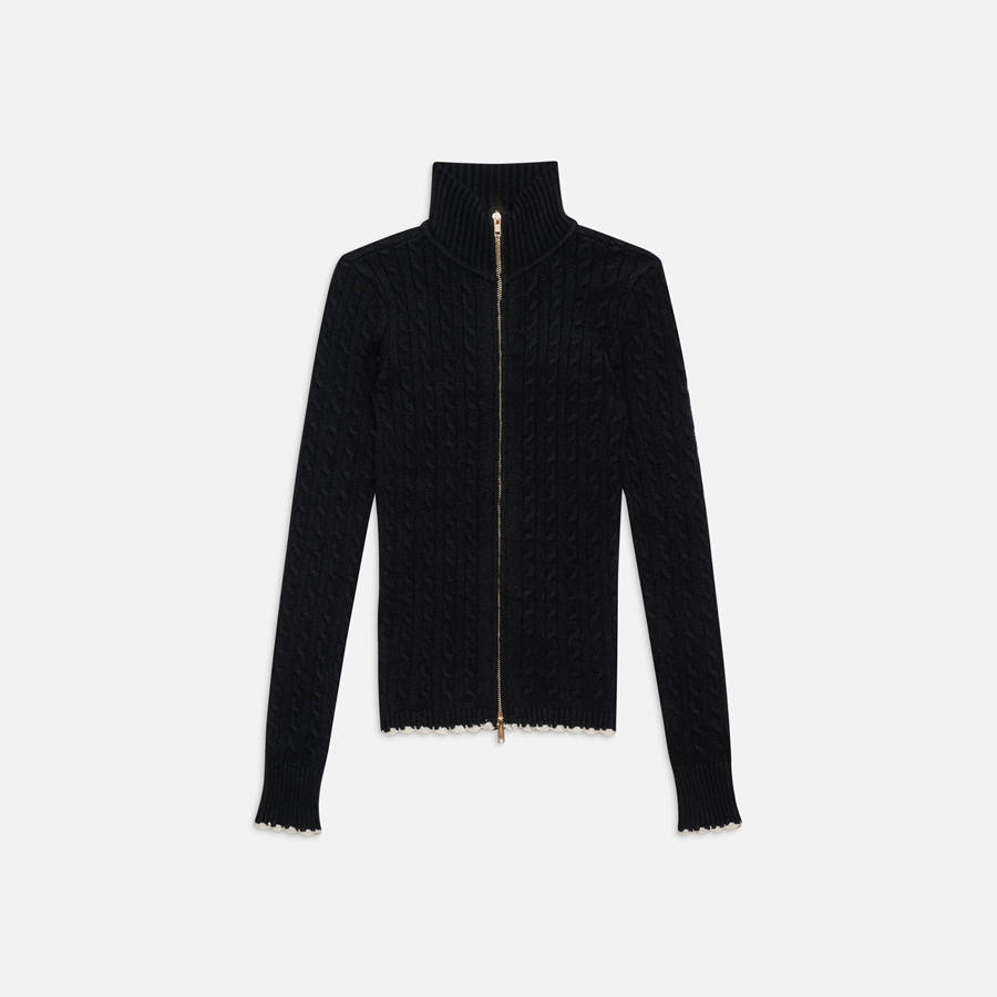 Black Women Kith Frankies Bikinis Carter Cable Knit Sweaters | 6015-PZDSG