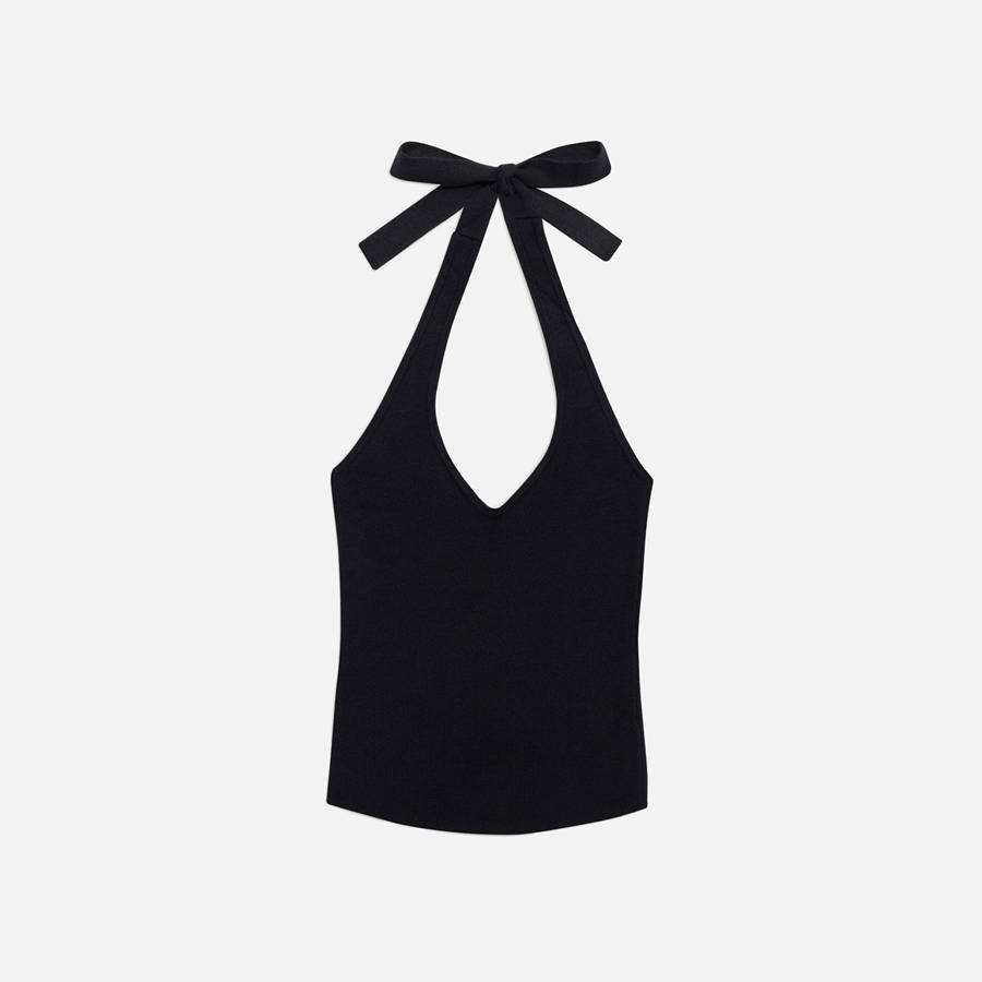 Black Women Kith Frankies Bikinis Marialla Knit Halter Top Swim | 8692-OMYGJ