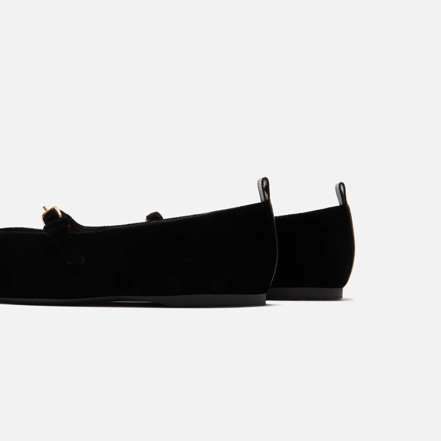 Black Women Kith JW Anderson Velvet Ballerina Flats | 0864-PUTLD
