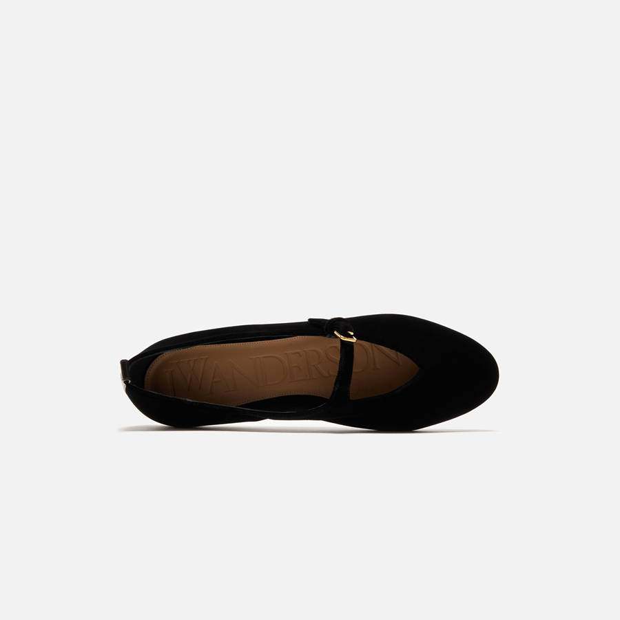 Black Women Kith JW Anderson Velvet Ballerina Flats | 0864-PUTLD