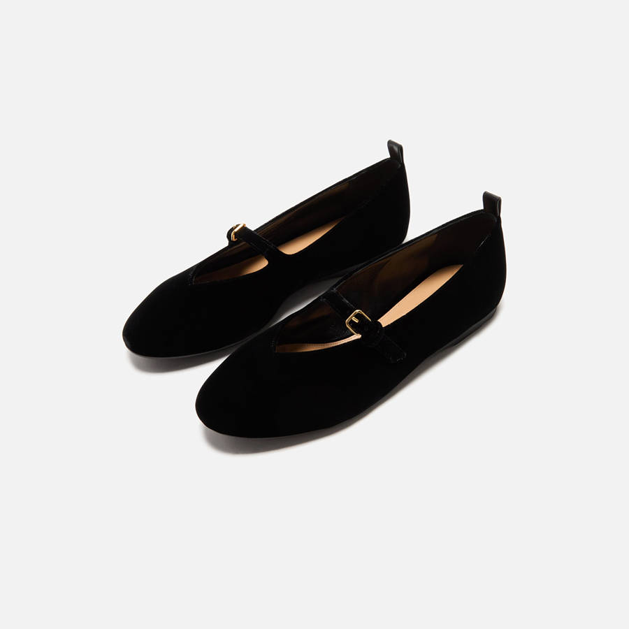 Black Women Kith JW Anderson Velvet Ballerina Flats | 0864-PUTLD