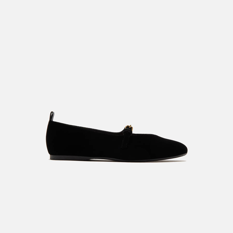 Black Women Kith JW Anderson Velvet Ballerina Flats | 0864-PUTLD