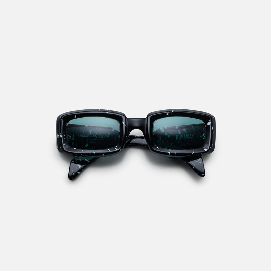 Black Women Kith Jacques Marie Mage Runaway Marble Frame Seagreen Lens Silver Hardware Eyewear | 0456-FVDQN