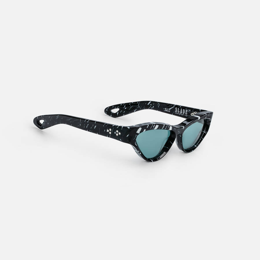Black Women Kith Jacques Marie Mage Slade Marble Frame Seagreen Lens Silver Hardware Eyewear | 5120-TNJUP