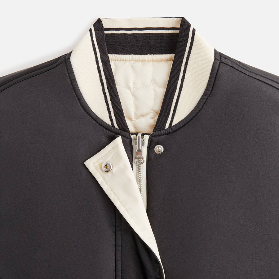 Black Women Kith Landry Cropped Satin Bomber Jackets | 7412-CTIVL