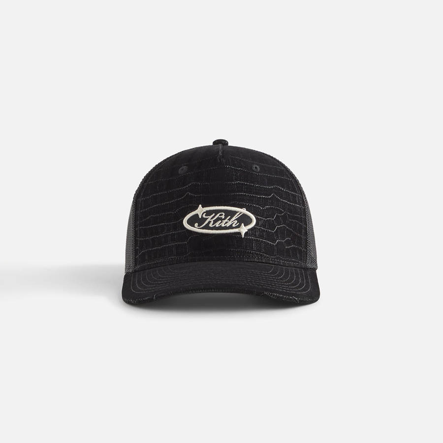 Black Women Kith Leather Trucker Cap Headwear | 8039-LOYVQ
