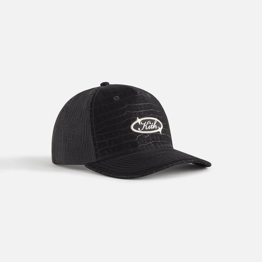 Black Women Kith Leather Trucker Cap Headwear | 8039-LOYVQ