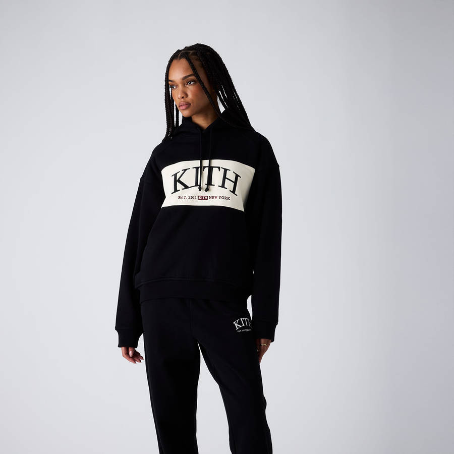 Black Women Kith Maverick Panelled Hoodie | 8027-XQHSU