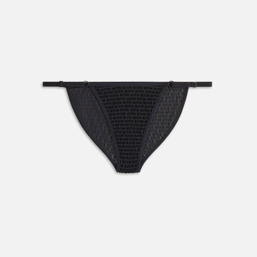 Black Women Kith Mesh Adjustable Cheeky Underwear | 6540-YILMV