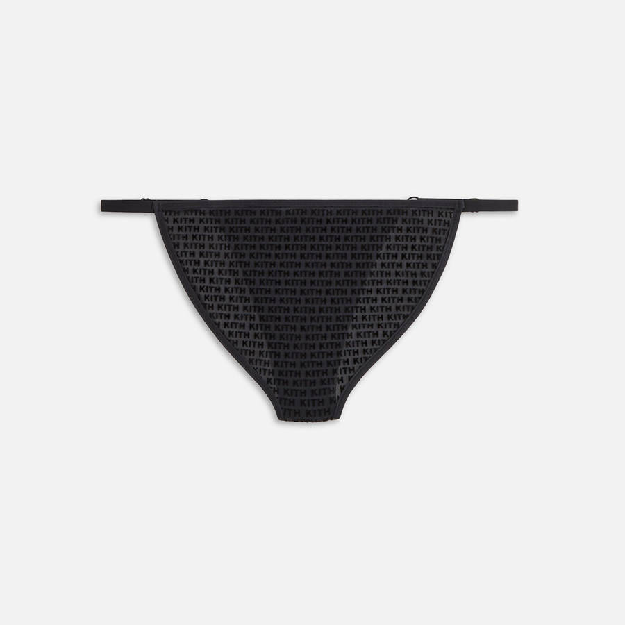 Black Women Kith Mesh Adjustable Cheeky Underwear | 6540-YILMV