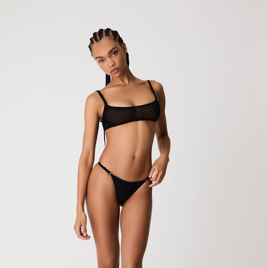 Black Women Kith Mesh Balconette Bralette Underwear | 8401-KBIRM