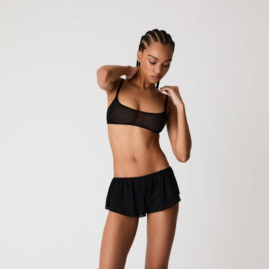 Black Women Kith Mesh Tap Shorts | 7354-GCNVE