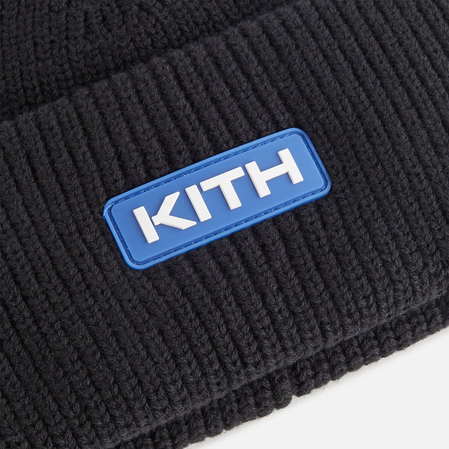 Black Women Kith Mia Beanie With Rubber Patch Headwear | 3617-ITFPS