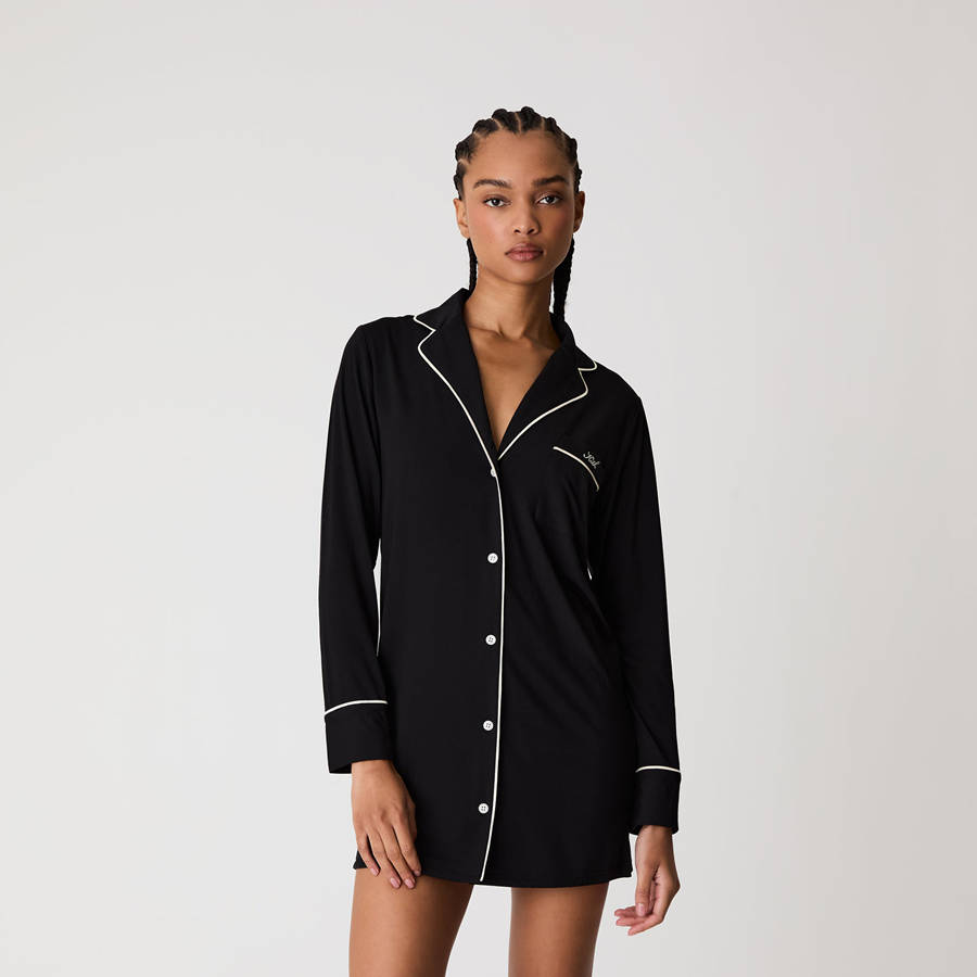 Black Women Kith Modal Sleep Shirt Underwear | 6270-VFMTA