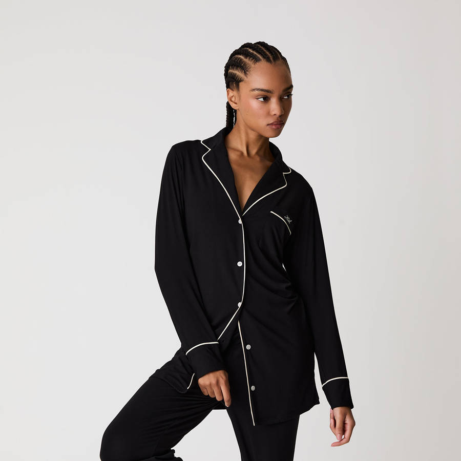 Black Women Kith Modal Sleep Shirt Underwear | 6270-VFMTA