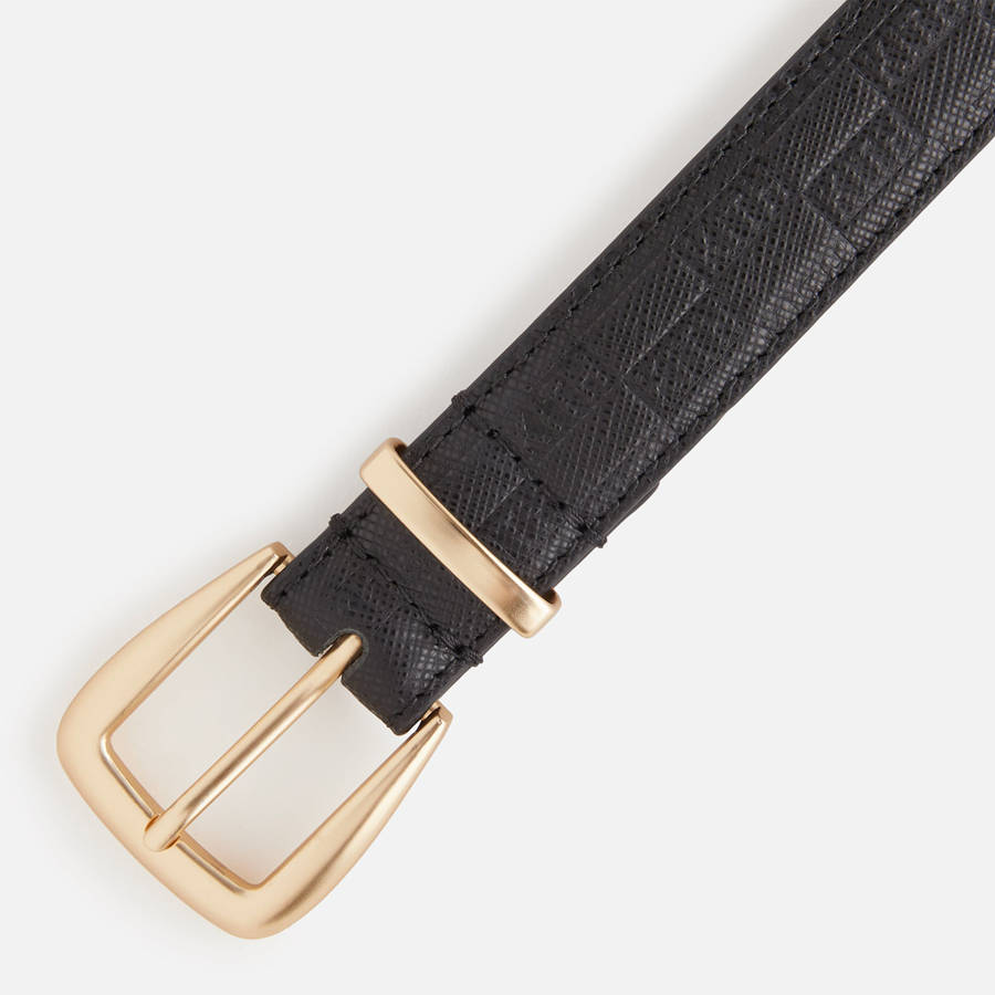 Black Women Kith Monogram Debossed Saffiano With Pouch Belts | 4207-KZQJH