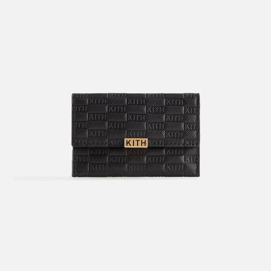 Black Women Kith Monogram Double Card Holder Wallets | 0679-TXVYH