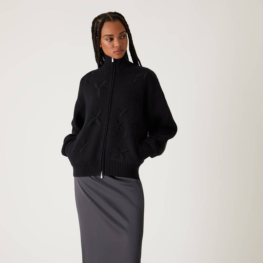 Black Women Kith Oversized Wyler Floral Full Zip Sweaters | 7163-QNWFV