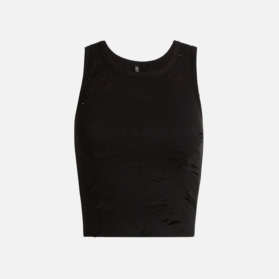 Black Women Kith R13 Distressed Tank Shirts | 4952-SWGBX
