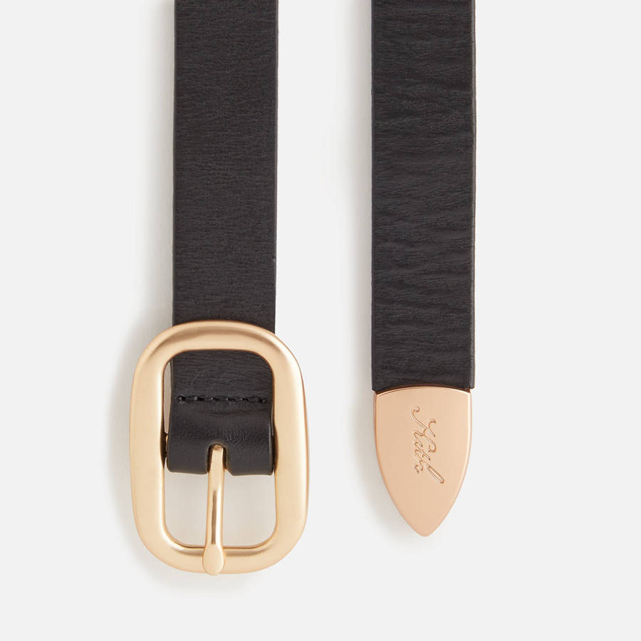 Black Women Kith Round Buckle Leather Belts | 0589-XNZFH