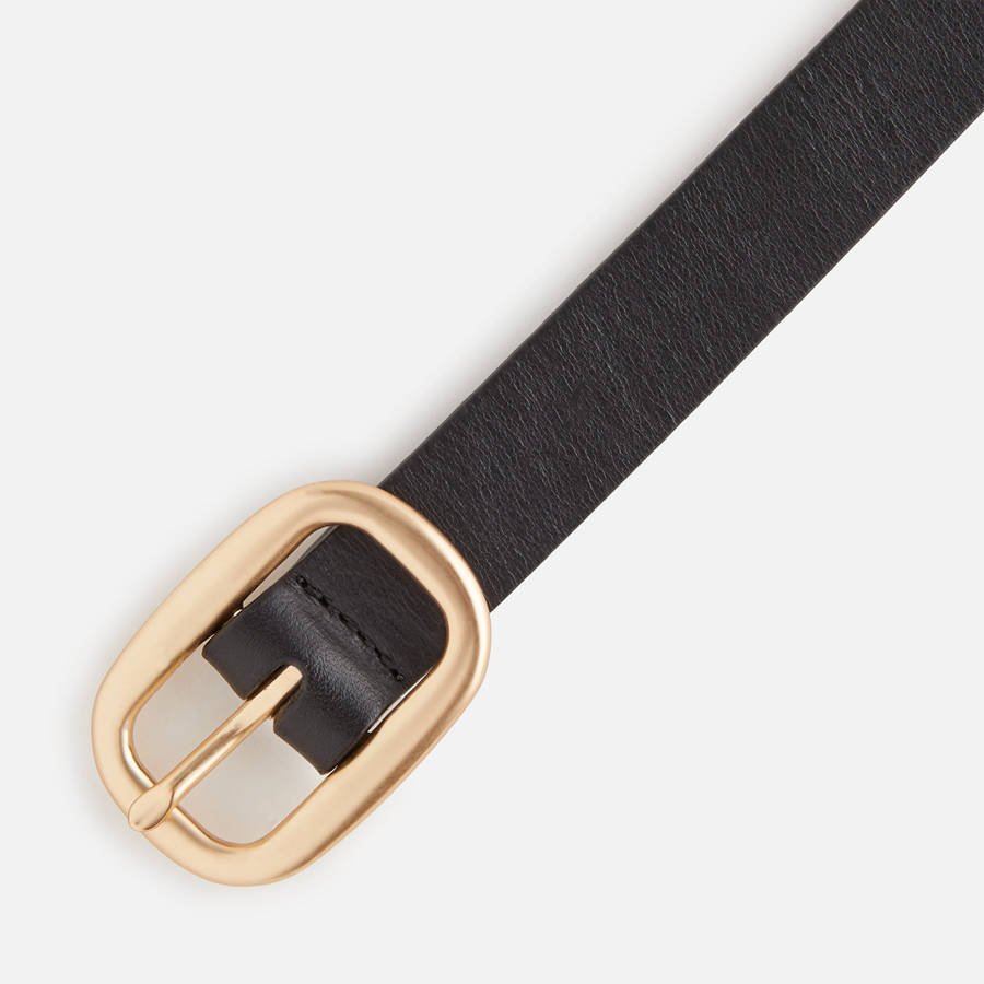 Black Women Kith Round Buckle Leather Belts | 0589-XNZFH