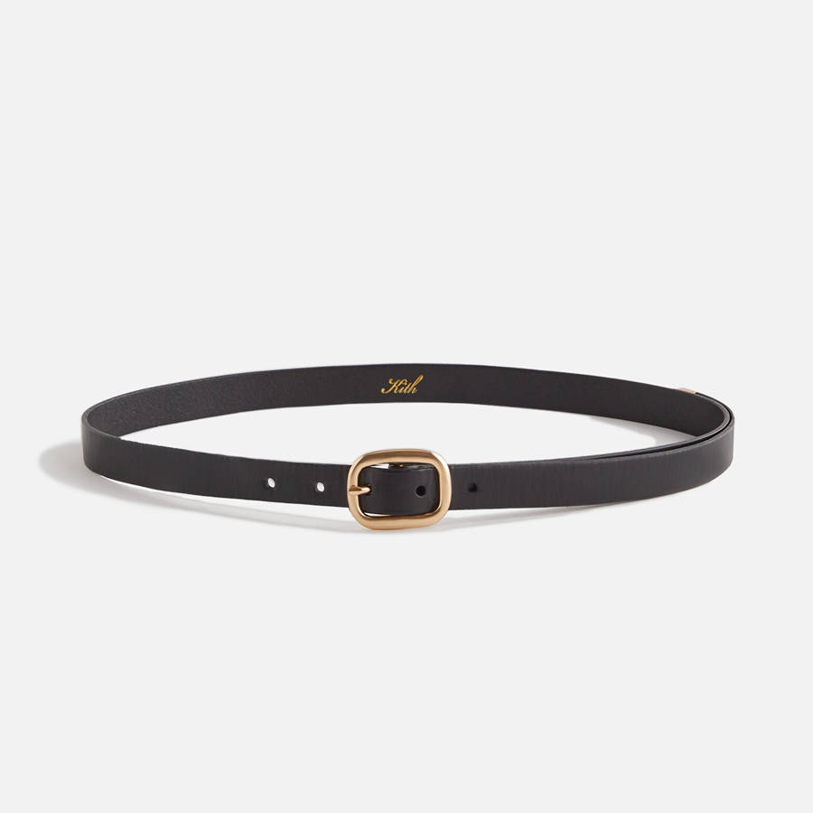 Black Women Kith Round Buckle Leather Belts | 0589-XNZFH