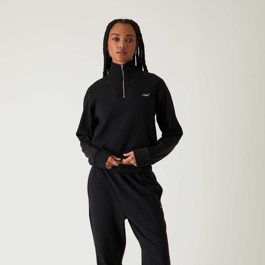 Black Women Kith Ryder Quarter Zip Sweatshirts | 4132-VIBGJ
