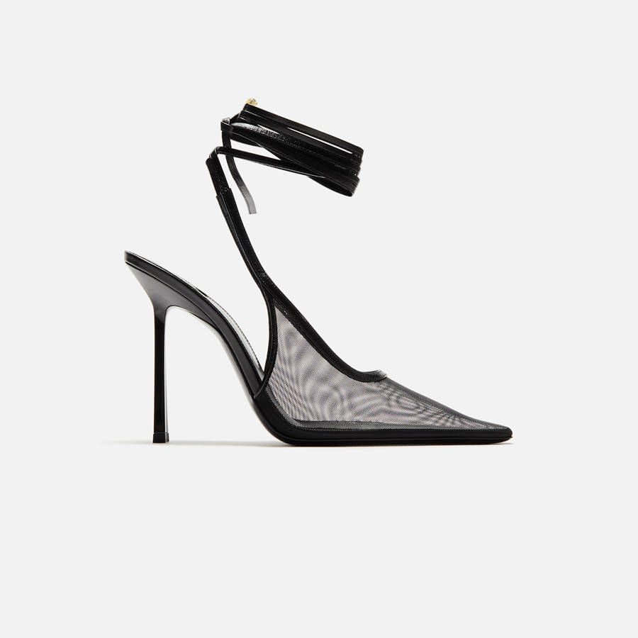 Black Women Kith Saint Laurent Aston110 Slingback Tulle Heels | 8279-XJQRH