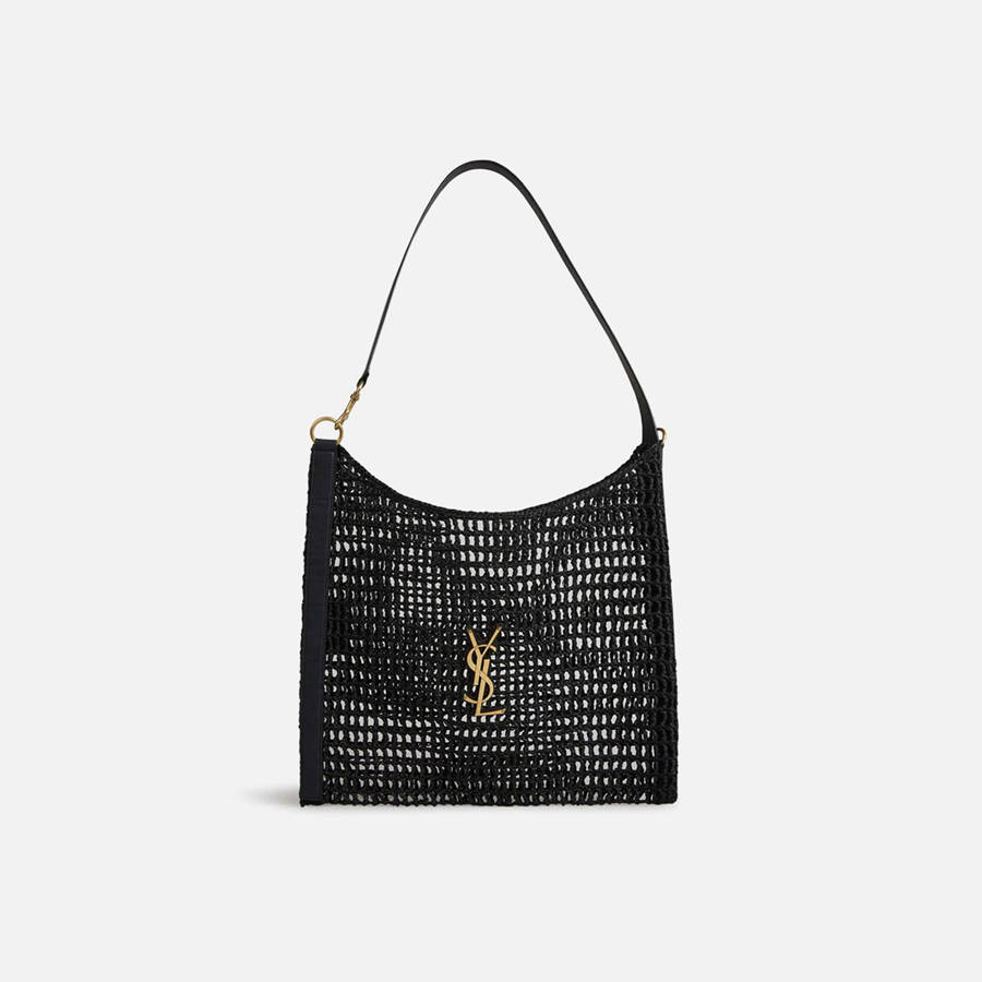Black Women Kith Saint Laurent YSL Cesto Fludio Raffia Tote Bags | 9865-DWFAC