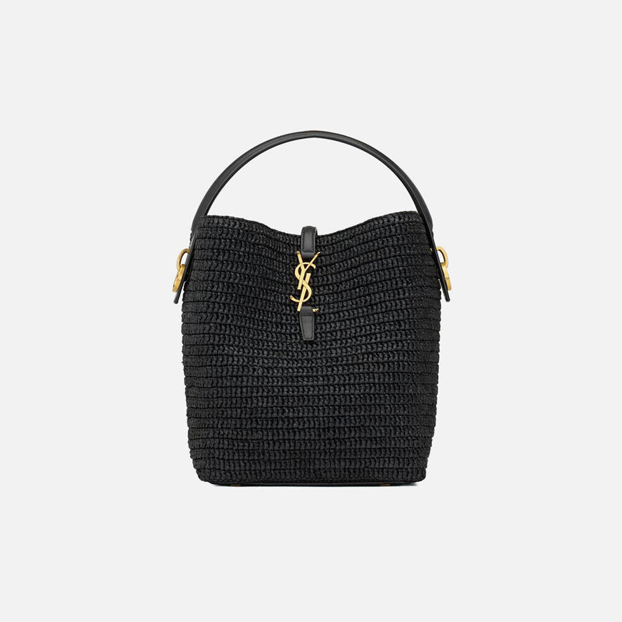 Black Women Kith Saint Laurent YSL Le 37 M Raffia Bags | 5837-JSRTC