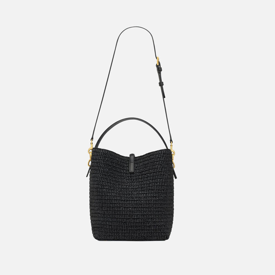 Black Women Kith Saint Laurent YSL Le 37 M Raffia Bags | 5837-JSRTC