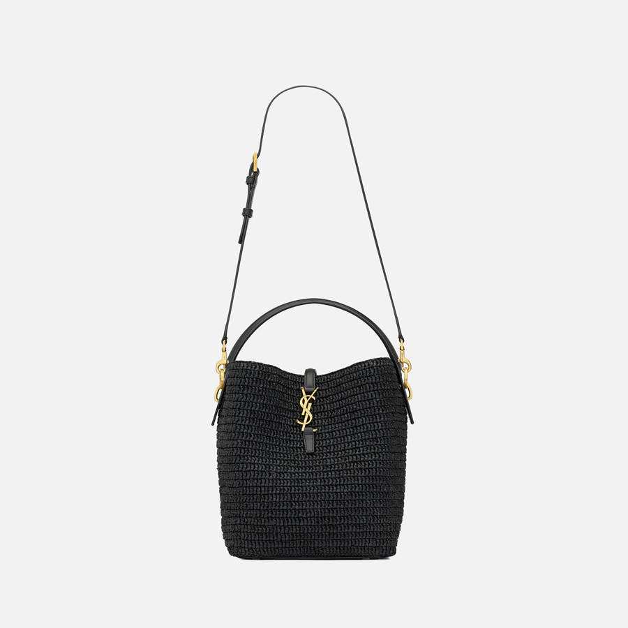 Black Women Kith Saint Laurent YSL Le 37 M Raffia Bags | 5837-JSRTC