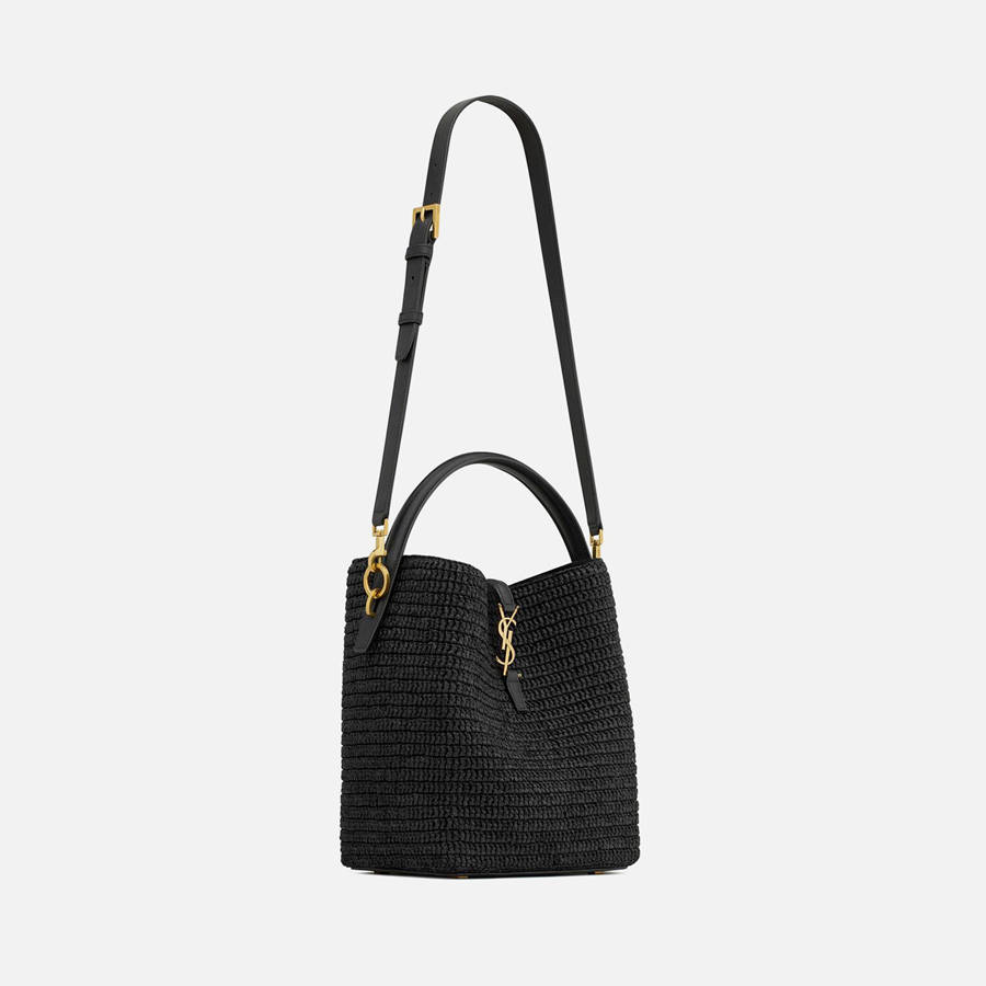 Black Women Kith Saint Laurent YSL Le 37 M Raffia Bags | 5837-JSRTC