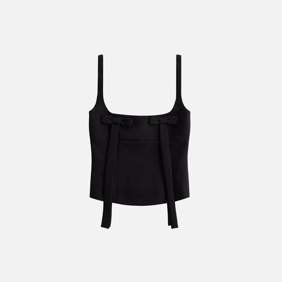 Black Women Kith Sandy Liang Teacup Tank Shirts | 8179-HKFUE