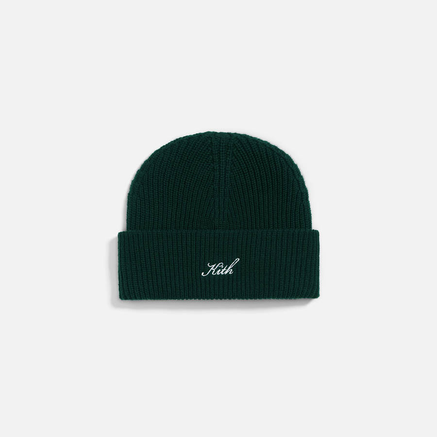 Black Women Kith Script Mia Beanie Headwear | 0728-DVMET