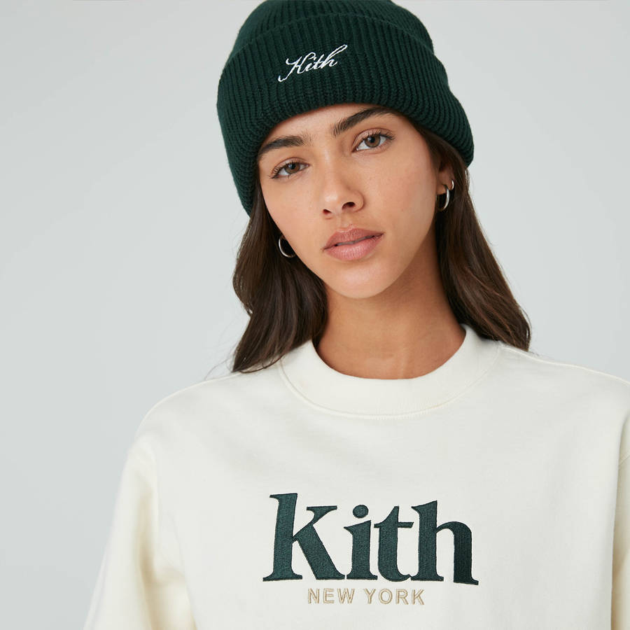 Black Women Kith Script Mia Beanie Headwear | 0728-DVMET