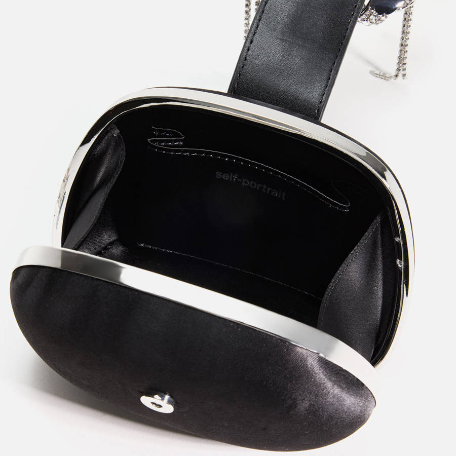 Black Women Kith Self-Portrait Satin Top Handle Clutch Bags | 5048-TRASL