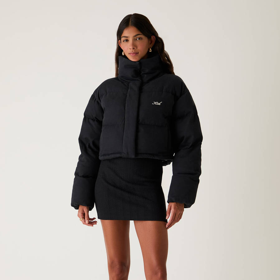 Black Women Kith Shae Cropped Denim Puffers | 0892-FLPYR